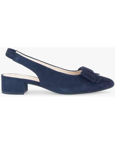 Gabor Monte Carlo Suede Large Bow Detail Slingback Shoes - Blue