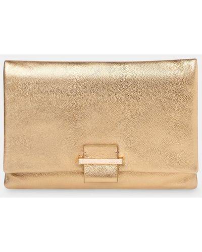 Whistles Alicia Leather Clutch - Natural