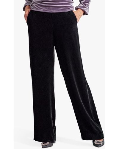 Pure Collection Silk Blend Velvet Palazzo Trousers - Blue