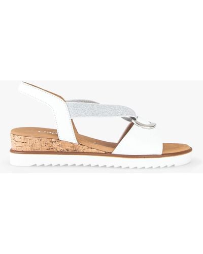 Gabor Reese Wide Fit Cross Over Detail Wedge Sandals - White