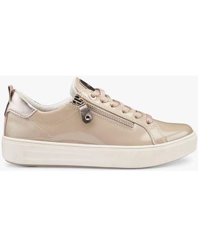 Hotter Cupid Patent Leather Zip And Go Trainers - Natural