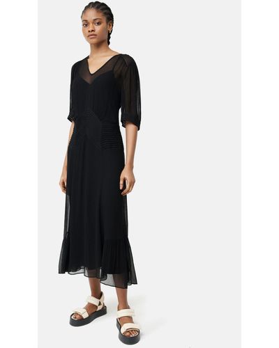 Jigsaw Pintucked Crinkle Midi Dress - Black