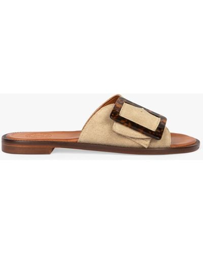 Penelope Chilvers Biarritz Suede Buckle Sandals - Natural