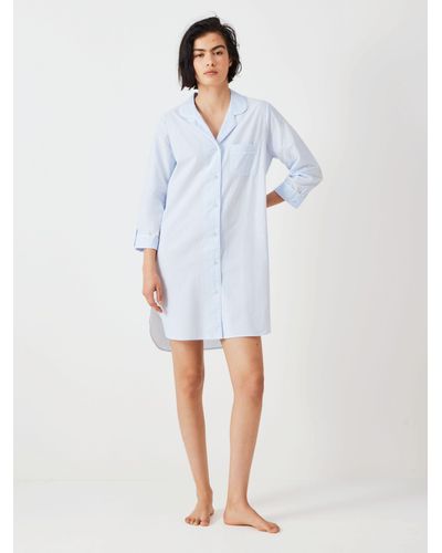 John Lewis Lucia Yarn Dye Stripe Cotton Nightshirt - Blue