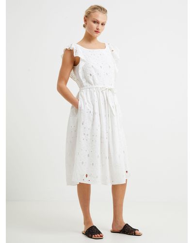 French Connection Cilla Broderie Anglaise Dress - White