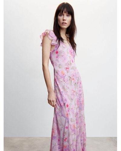 Mango Molly Ruffled Floral Print Dress - Pink