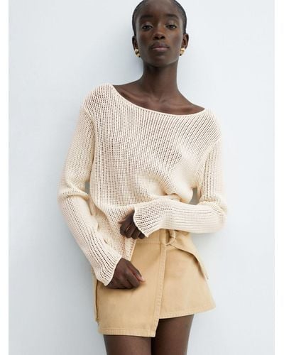 Mango Kenia Boat Neck Knitted Jumper - Natural