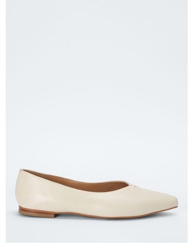 John Lewis Hallie Leather Pointed Toe Ballerina Court Shoes - White