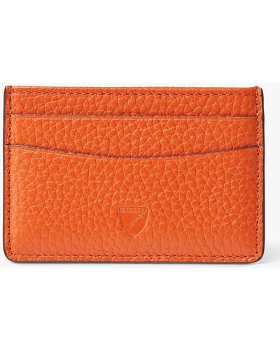 Aspinal of London Pebble Leather Slim Credit Card Case - Orange