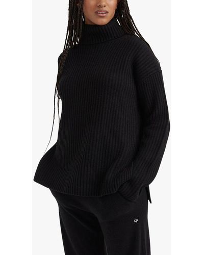 Chinti & Parker Ribbed Cashmere Roll-neck Jumper - Black