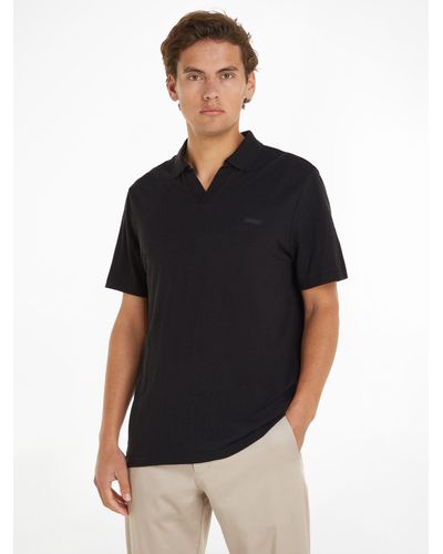 Calvin Klein Organic Cotton Short Sleeve Polo Shirt - Black