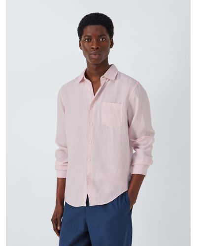 John Lewis Linen Long Sleeve Shirt - Pink