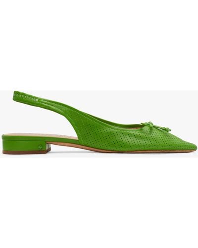 Kate Spade Veronica Perforated Leather Pointed Court Shoes - Green
