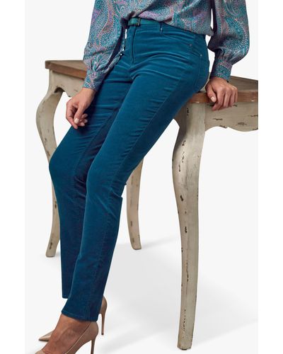 Pure Collection Washed Velvet Jeans - Blue