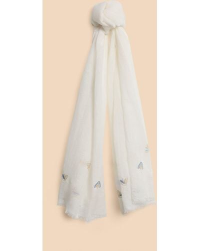 White Stuff Embroidered Blend Scarf - Natural