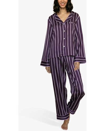 Fable & Eve Stripe Print Pyjama Set - Purple