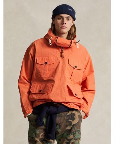 Ralph Lauren Polo Caldwell Half Zip Hooded Jacket - Orange