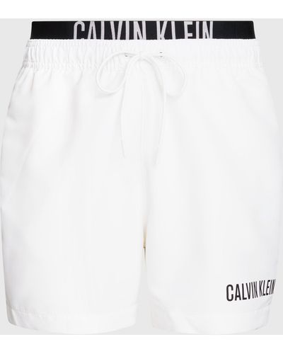 Calvin Klein Double Waistband Swim Shorts - White