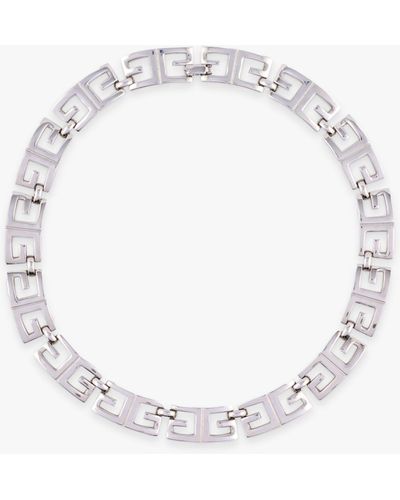 Susan Caplan Vintage Givenchy Logo Link Collar Necklace - White