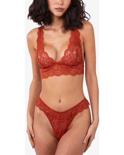 Wolf & Whistle Ariana Lace Longline Bralette - Red