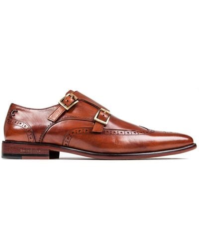 Simon Carter Spaniel Leather Monk Shoes - Red