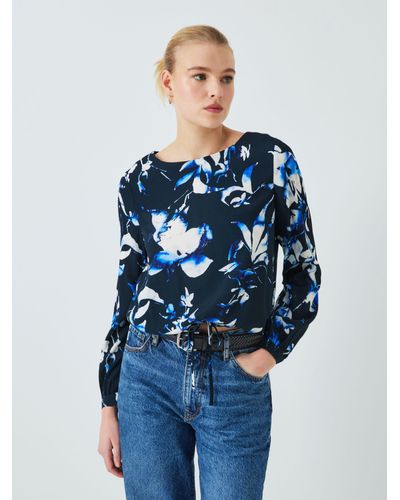 John Lewis Watercolour Bloom Top - Blue