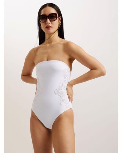 Ted Baker Adyann Embroidery Detail Swimsuit - White