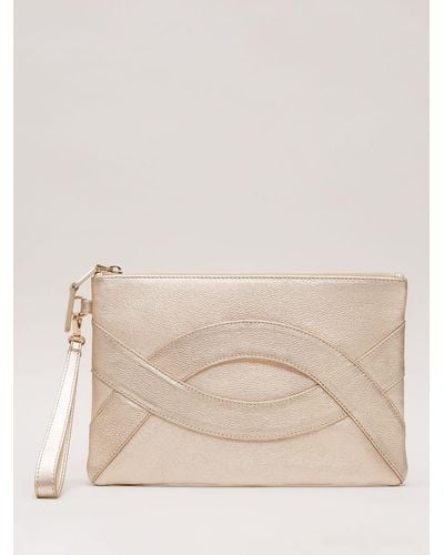 Phase Eight Leather Crossover Clutch Bag - Natural