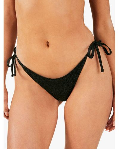 Accessorize Shimmer Fabric Tie Side Bikini Bottoms - Natural