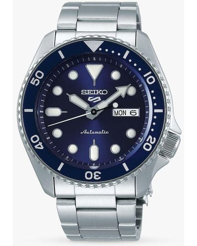 Seiko Srpd51k1 5 Sports Automatic Day Date Bracelet Strap Watch - Blue