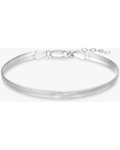 Simply Silver Flat Snake Chain Bracelet - White