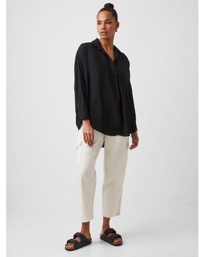 French Connection Rhodes Recycled Crepe Popover Shirt - Black