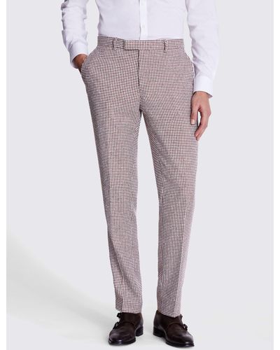 Moss Slim Fit Houndstooth Suit Trousers - Purple