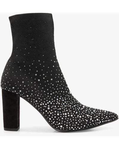 Dune Odisha Crystal-embellished Point-toe Woven Ankle Boots - Black