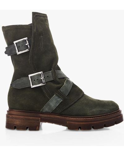 Moda In Pelle Biona Suede Buckle Boots - Black