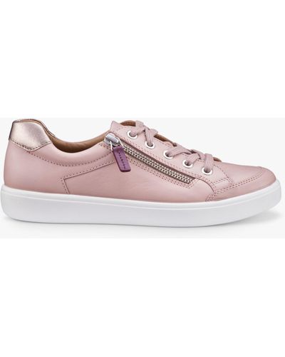 Hotter Chase Ii Wide Fit Leather Zip And Go Trainers - Pink