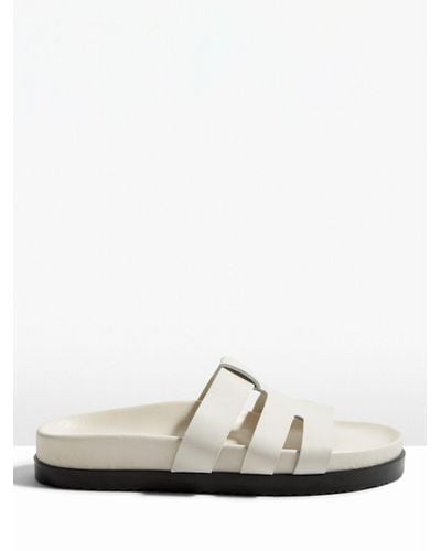 Hush Carley Leather Cage Slide Sandals - White