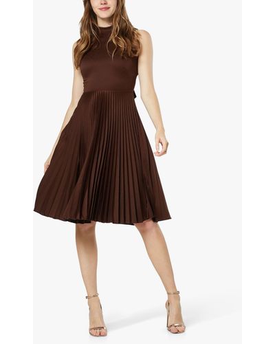 Closet Pleated Skirt Mini Dress - Brown