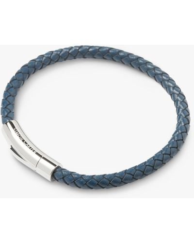 Simon Carter Newquay Braided Leather Bracelet - Blue