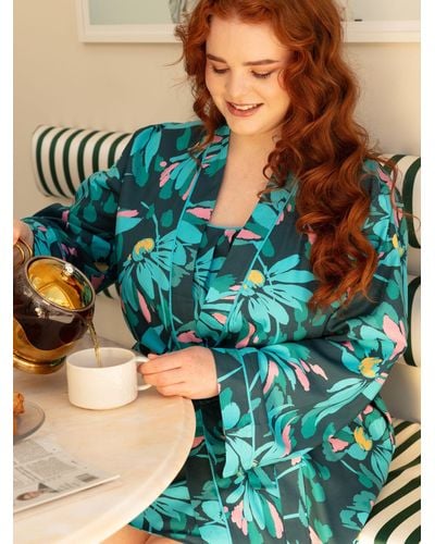 Cyberjammies Cove Floral Print Dressing Gowns - Blue