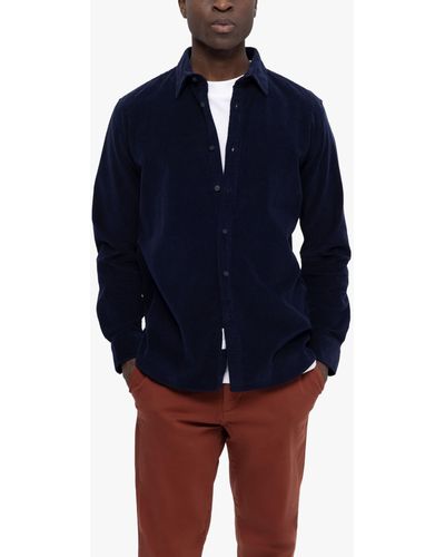 SELECTED Owen Recycled Cotton Corduroy Shirt - Blue
