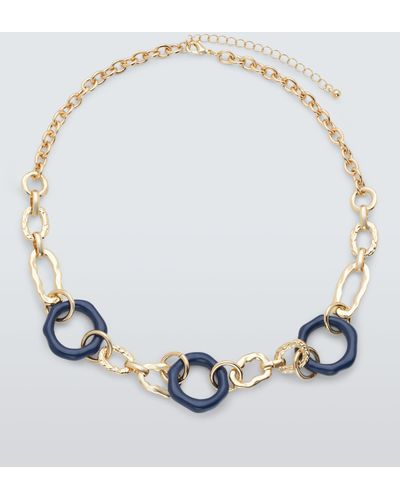 John Lewis Multi Link Textured Necklace - Blue