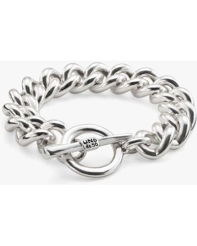 Uno De 50 Charismatic Curb Chain T-bar Bracelet - White