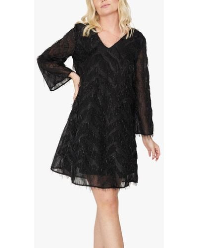 A-View Elina Feather Glitter Mini Dress - Black
