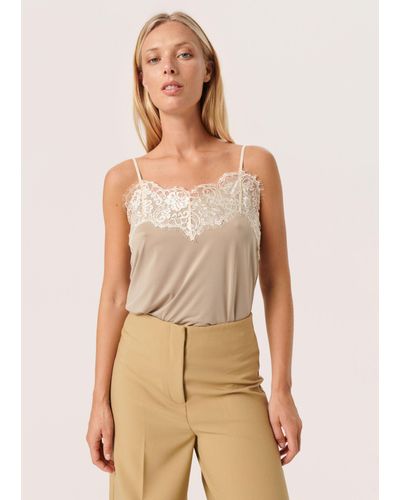 Soaked In Luxury Cayla Lace V-neck Singlet Top - Natural