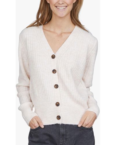 Sisters Point Lexa Ribbed Knitted Cardigan - White