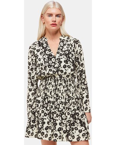 Whistles Petite Riley Floral Shirred Dress - White