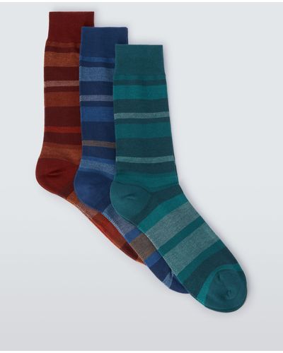 John Lewis Striped Premium Socks - Blue