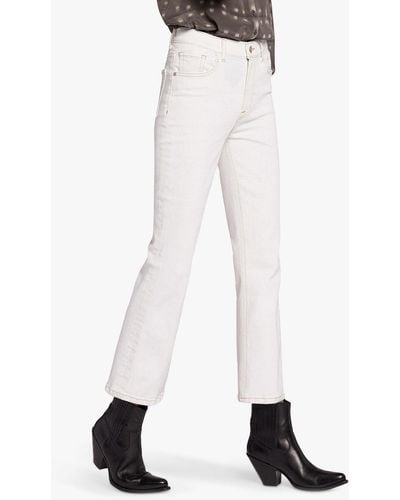Current/Elliott The Boulevard Mid Rise Crop Bootcut Jeans - White