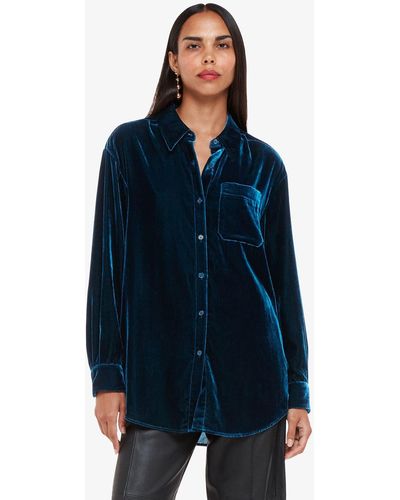 Whistles Velvet Oversized Shirt - Blue